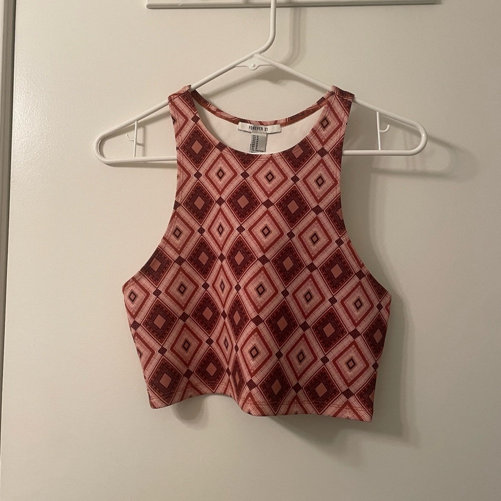 Patterned Crop Tank Top